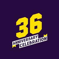 36th Anniversary Celebration vector design,  36 years anniversary