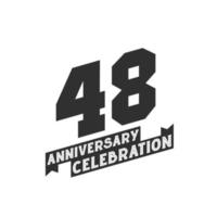 48 Anniversary Celebration greetings card,  48th years anniversary vector