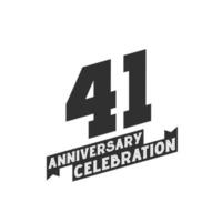 41 Anniversary Celebration greetings card,  41st years anniversary vector