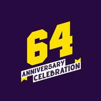 64th Anniversary Celebration vector design,  64 years anniversary