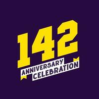 142nd Anniversary Celebration vector design,  142 years anniversary