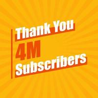 Thanks 4M subscribers, 4000000 subscribers celebration modern colorful design. vector