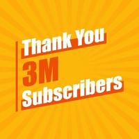 Thanks 3M subscribers, 3000000 subscribers celebration modern colorful design. vector