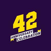 42nd Anniversary Celebration vector design,  42 years anniversary