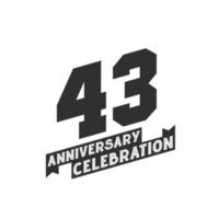 43 Anniversary Celebration greetings card,  43rd years anniversary vector