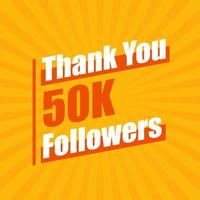 Thanks 50K followers, 50000 followers celebration modern colorful design. vector