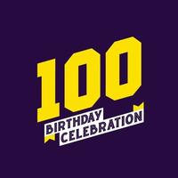 Diseño de vector de celebración de cumpleaños número 100, cumpleaños de 100 años