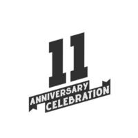 Tarjeta de felicitación de celebración del 11 aniversario, 11 aniversario vector