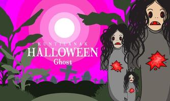 background halloween indonesian ghost cartoon character vector