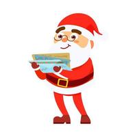 Santa Claus reading letters on isolated background. Merry Christmas concept. Vector illustration character in flat cartoon style