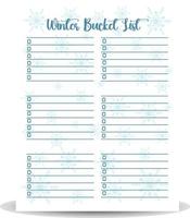 Winter Bucket List vector