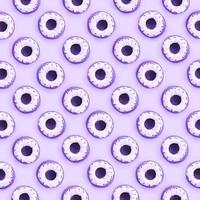 Many small plastic donuts lies on a pastel colorful background. Flat lay minimal pattern. Top view photo