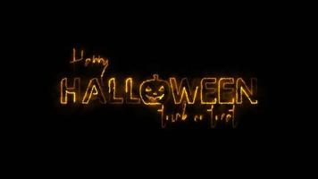 Lycklig halloween lura eller behandla skrämmande brand text animering video