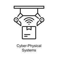 ilustración de diseño de icono de esquema de vector de sistemas ciberfísicos. símbolo de internet de las cosas en el archivo eps 10 de fondo blanco