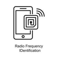 ilustración de diseño de icono de contorno de vector de identificación de frecuencia de radio. símbolo de internet de las cosas en el archivo eps 10 de fondo blanco