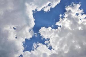 Beautiful blue sky background template with some space for input text message below isolated on blue photo