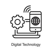 Digital Technology vector Outline Icon Design illustration. Internet of Things Symbol on White background EPS 10 File