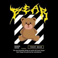 Teddy bear streetwear graphic design vector