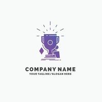 awards. game. sport. trophies. winner Purple Business Logo Template. Place for Tagline. vector