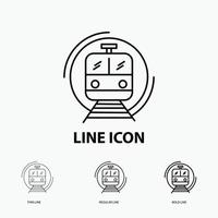 metro. train. smart. public. transport Icon in Thin. Regular and Bold Line Style. Vector illustration