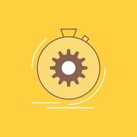 Action. fast. performance. process. speed Flat Line Filled Icon. Beautiful Logo button over yellow background for UI and UX. website or mobile application vector