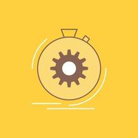 Action. fast. performance. process. speed Flat Line Filled Icon. Beautiful Logo button over yellow background for UI and UX. website or mobile application vector