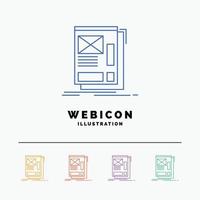 wire. framing. Web. Layout. Development 5 Color Line Web Icon Template isolated on white. Vector illustration