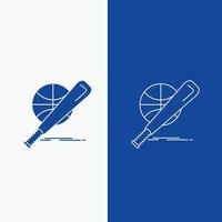 baseball. basket. ball. game. fun Line and Glyph web Button in Blue color Vertical Banner for UI and UX. website or mobile application vector