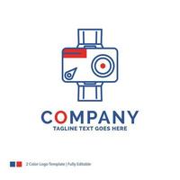 Company Name Logo Design For camera. action. digital. video. photo. Blue and red Brand Name Design with place for Tagline. Abstract Creative Logo template for Small and Large Business. vector