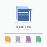 Internet. page. web. webpage. wireframe 5 Color Glyph Web Icon Template isolated on white. Vector illustration