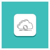 Round Button for cloud. syncing. sync. data. synchronization Line icon Turquoise Background vector