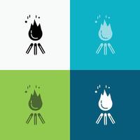 fire. flame. bonfire. camping. camp Icon Over Various Background. glyph style design. designed for web and app. Eps 10 vector illustration