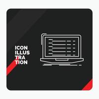 fondo de presentación creativa rojo y negro para api. aplicación codificación. desarrollador. icono de línea de portátil vector