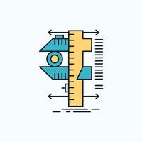 measure. caliper. calipers. physics. measurement Flat Icon. green and Yellow sign and symbols for website and Mobile appliation. vector illustration