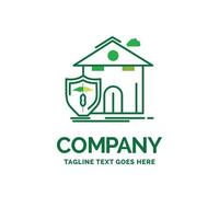 insurance. home. house. casualty. protection Flat Business Logo template. Creative Green Brand Name Design. vector