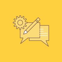 chat. communication. discussion. setting. message Flat Line Filled Icon. Beautiful Logo button over yellow background for UI and UX. website or mobile application vector