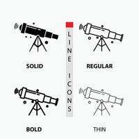 telescope. astronomy. space. view. zoom Icon in Thin. Regular. Bold Line and Glyph Style. Vector illustration