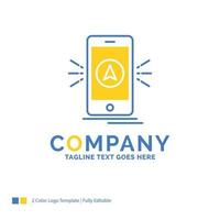 navigation. app. camping. gps. location Blue Yellow Business Logo template. Creative Design Template Place for Tagline. vector