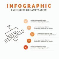 satellite. antenna. radar. space. Signal Infographics Template for Website and Presentation. Line Gray icon with Orange infographic style vector illustration