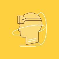 human. man. reality. user. virtual. vr Flat Line Filled Icon. Beautiful Logo button over yellow background for UI and UX. website or mobile application vector