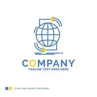 Connectivity. global. internet. network. web Blue Yellow Business Logo template. Creative Design Template Place for Tagline. vector