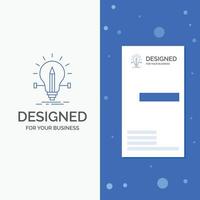 Business Logo for bulb. creative. solution. light. pencil. Vertical Blue Business .Visiting Card template vector