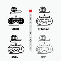 Game. gaming. internet. multiplayer. online Icon in Thin. Regular. Bold Line and Glyph Style. Vector illustration