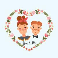 Portrait of a cute couple. Valentine's day mood. Vector graphics.