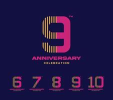 anniversary celebration logotype set. 6 to 10 vector