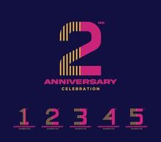 anniversary celebration logotype set. 1 to 5 vector