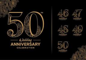anniversary logotype set with flower element 46, 47, 48, 49, 50 vector