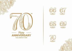 anniversary logotype set with flower element 66, 67, 68, 69, 70 vector