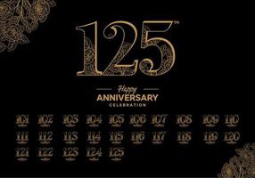 anniversary logotype set with flower element 101 to 125 vector