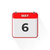 6th May calendar icon. May 6 calendar Date Month icon vector illustrator